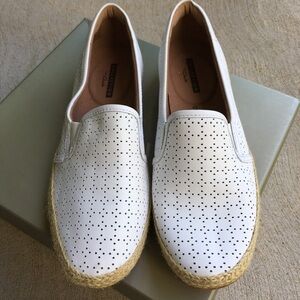 Clark’s white leather walking shoes